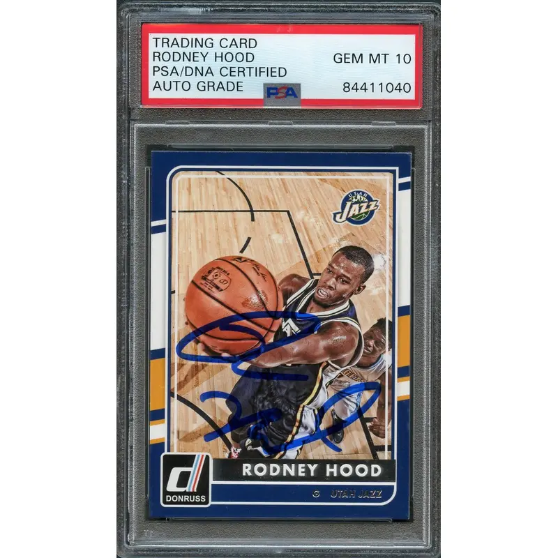 2015-16 Donruss Basketball #181 Rodney Hood Signed AUTO 10 PSA Slabbed Jazz