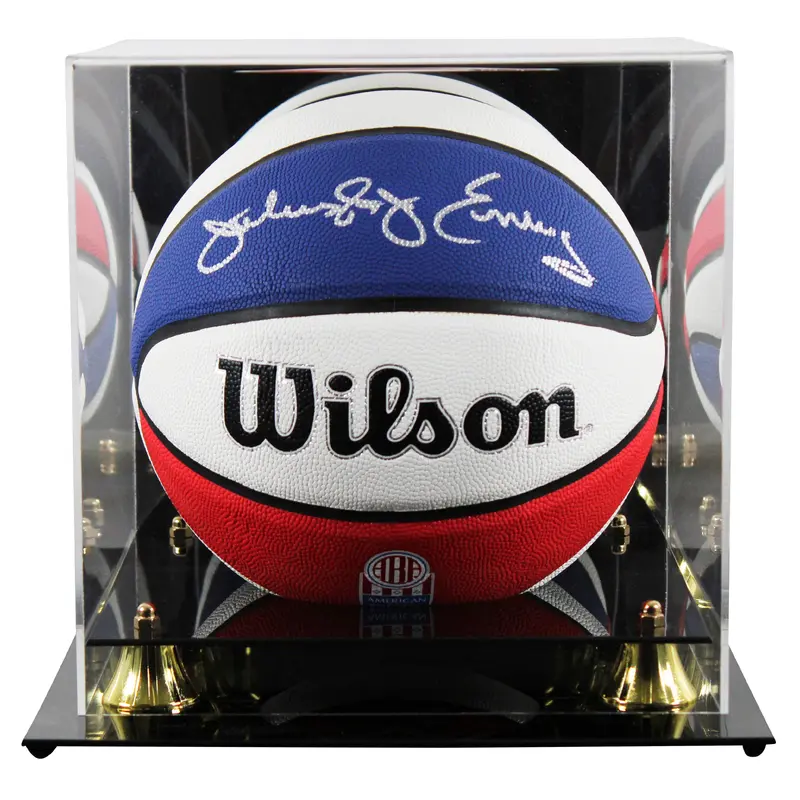 76ers Julius "Dr. J" Erving Authentic Signed ABA Basketball w/ Case BAS Wit 2