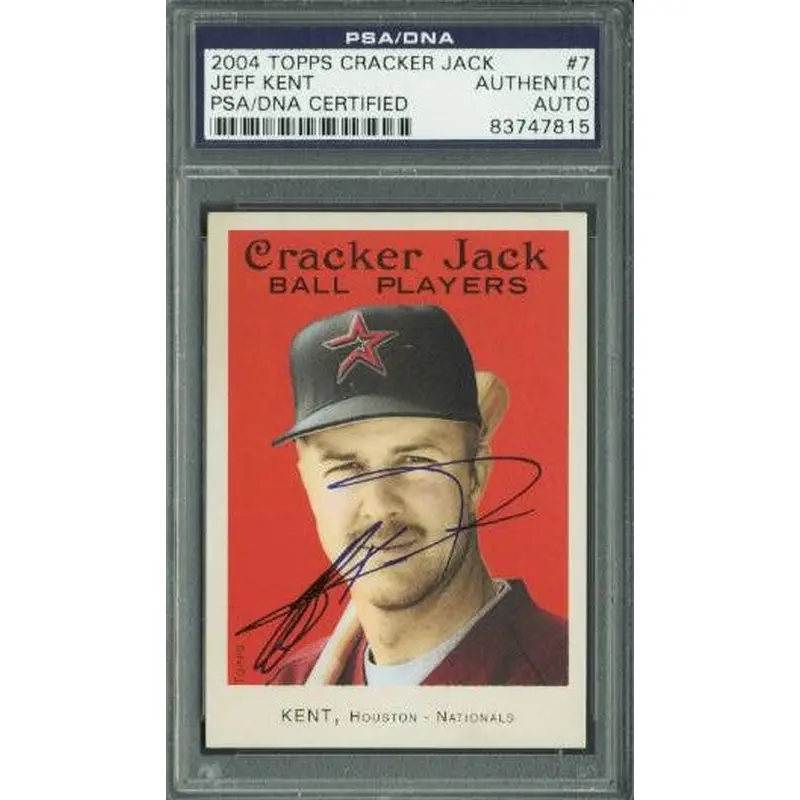 Astros Jeff Kent Authentic Signed Card 2004 Topps Cracker Jack #7 PSA Slabbed