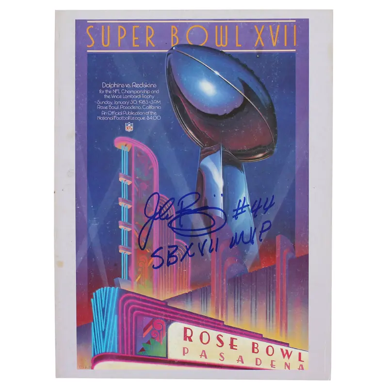 John Riggins "SB XVII MVP" Authentic Signed SB XVII Program BAS Witness #W099024
