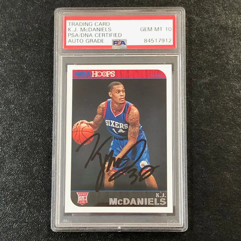 2014-15 NBA Hoops #286 KJ McDaniels Signed Card AUTO 10 PSA Slabbed RC 76ers