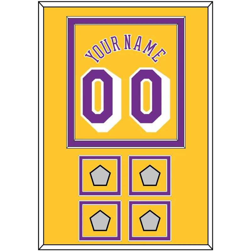 Los Angeles Name & Number With 4 Trophy Patches - Home Yellow (1978-1997) - Double Mat 2