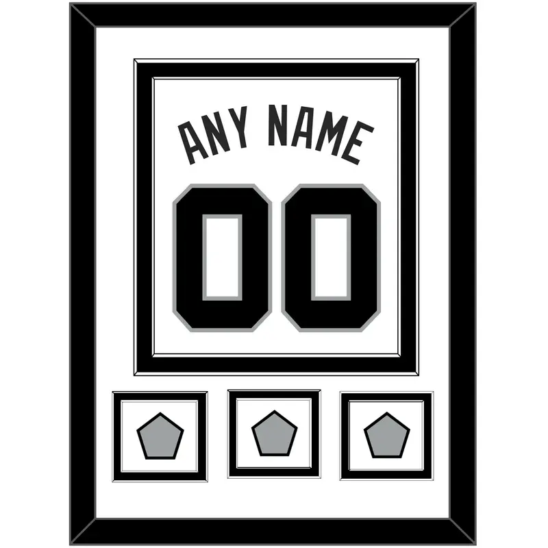 San Antonio Name & Numbers With 3 Finals Patches - Home White (1989-2002) - Double Mat 2