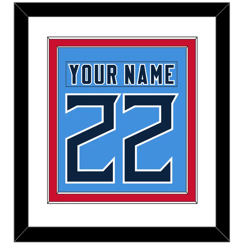 Tennessee Nameplate & Number (Back) Combined - Alternate Light Blue - Double Mat 2
