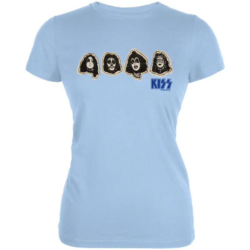 Kiss - Outline Faces Sheer Juniors T-Shirt