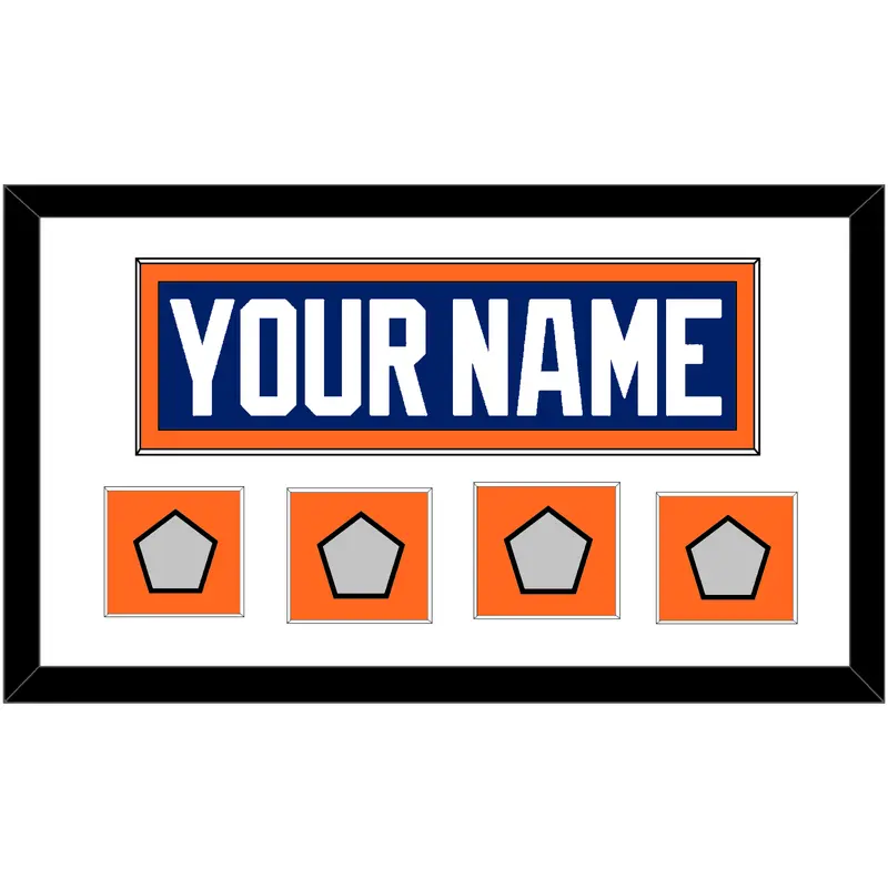 Edmonton Nameplate & 4 Stanley Cup Champions Patches - Road Blue (1981-1994) - Single Mat 1