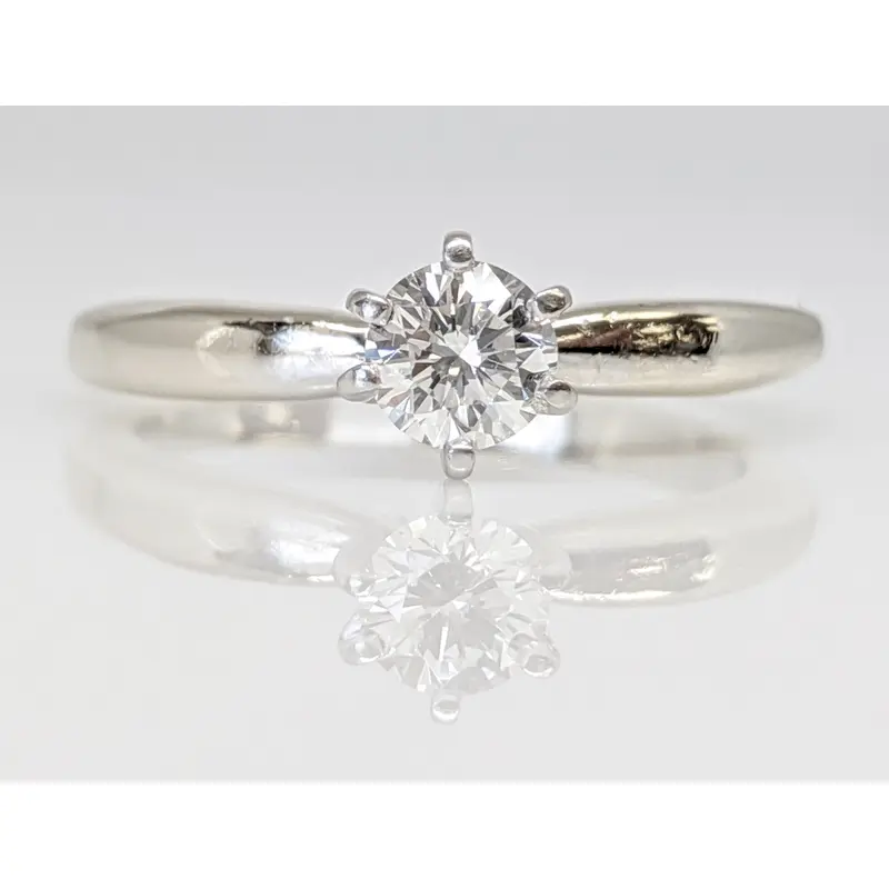 14K WHITE .34 CARAT TOTAL WEIGHT SI1 G DIAMOND ROUND SOLITAIRE ESTATE RING 3.2 GRAMS