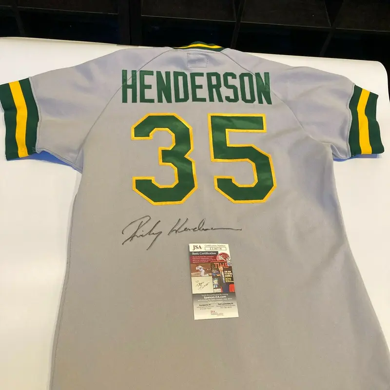 Rickey Henderson Signed 1979 Oakland A's Rookie Season Game Model Jersey JSA COA