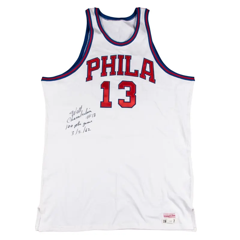 Wilt Chamberlain "100 Point Game 3/2/1962" Signed Inscribed Jersey PSA DNA COA