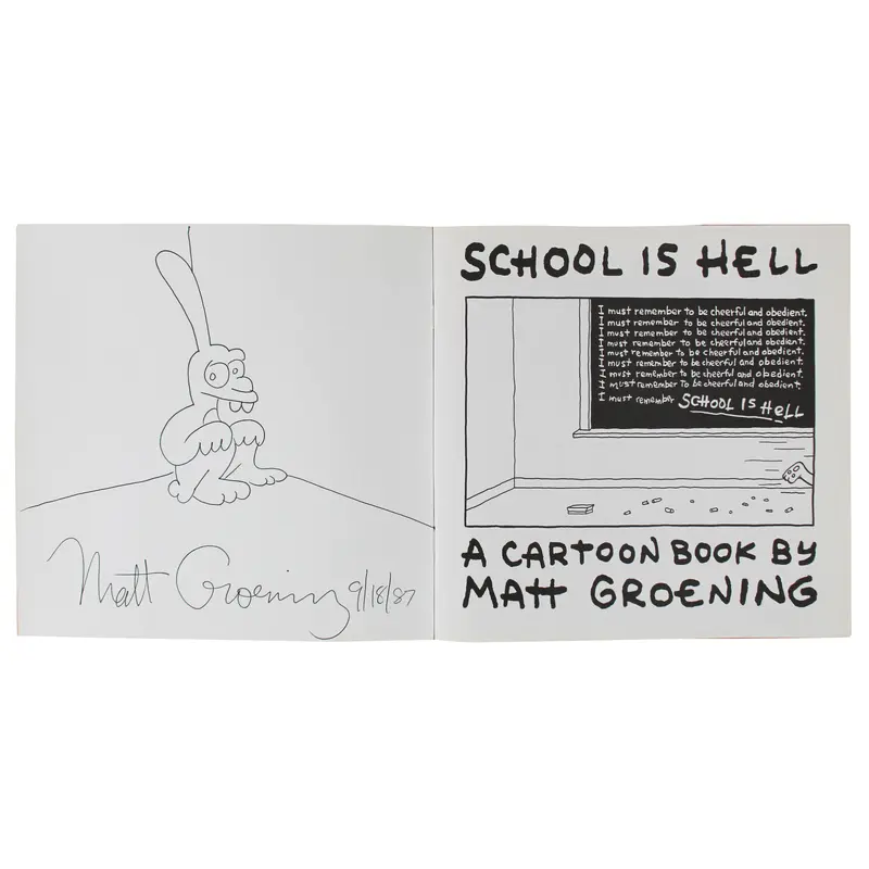 Matt Groening The Simpsons Authentic Signed School Is Hell Book BAS #AD64072