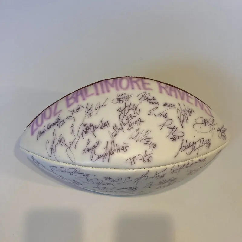 2002 Baltimore Ravens Team Signed Wilson NFL Football JSA COA #8