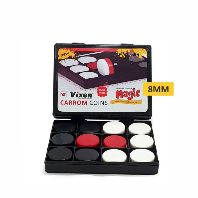 CARROM MEN MAGIC 8 MM CHECKER & CARROM COINS VIXEN | KIBI SPORTS
