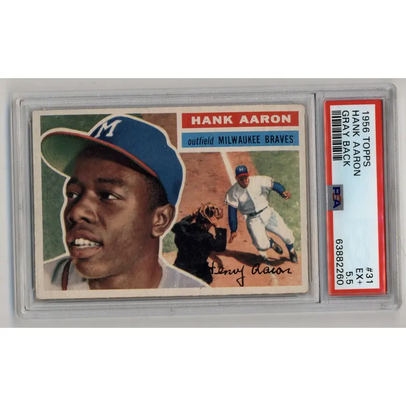 Hank Aaron 1956 Topps #31 Gray Back PSA 5.5 Excellent+ 2260