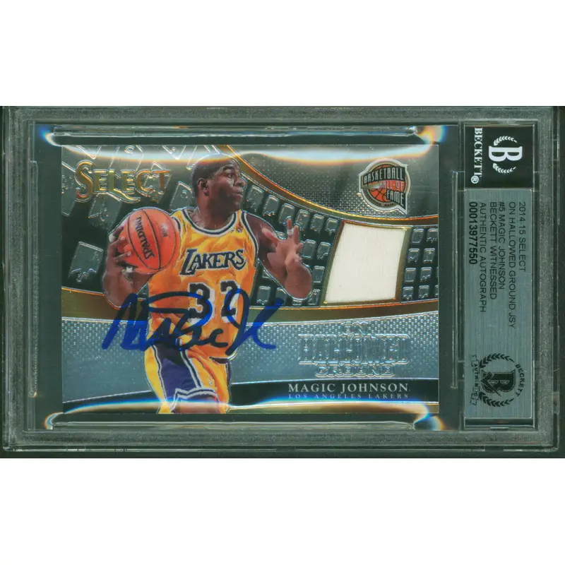 Magic Johnson Signed 2014 Panini Select OHG #5 140/149 Card Auto 10! BAS Slabbed