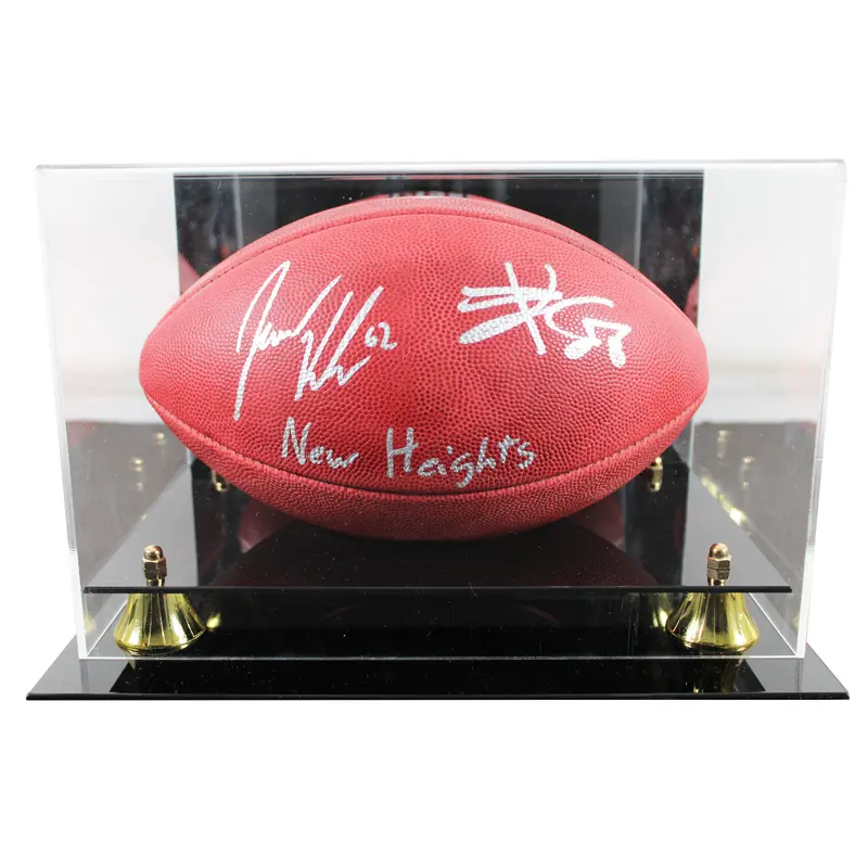 Travis Kelce & Jason Kelce "New Heights" Signed Wilson Duke Football W/ Case BAS
