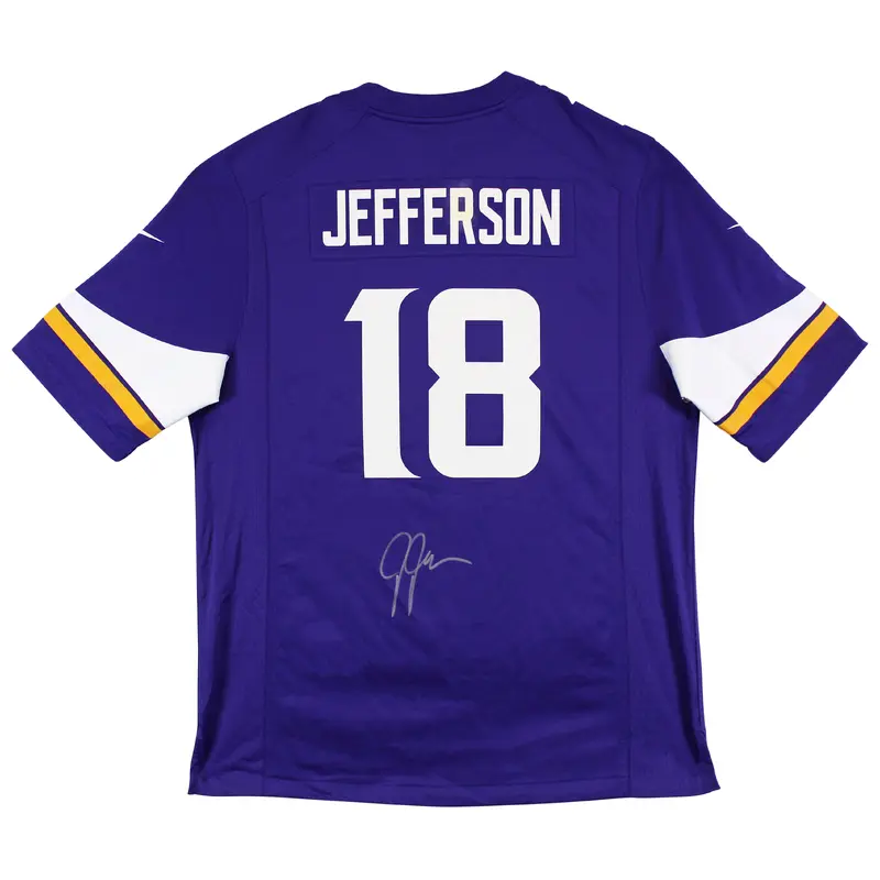 Vikings Justin Jefferson Signed Purple Nike Game Jersey BAS Witnessed #W901833