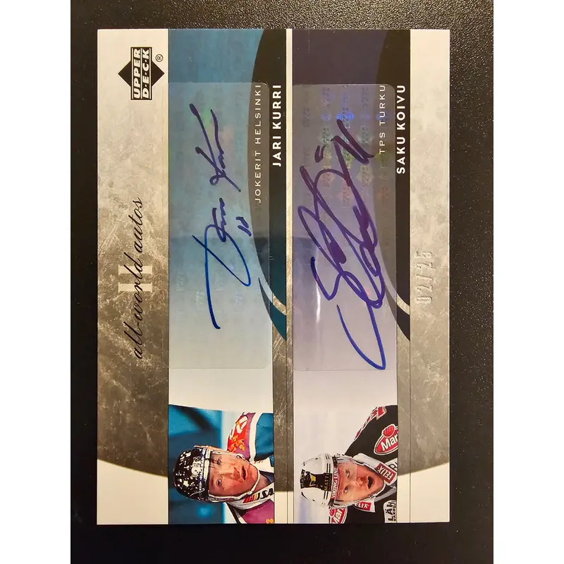 2004-05 Upper Deck All-World Dual Autographs #ADKK Jari Kurri / Saku Koivu /25