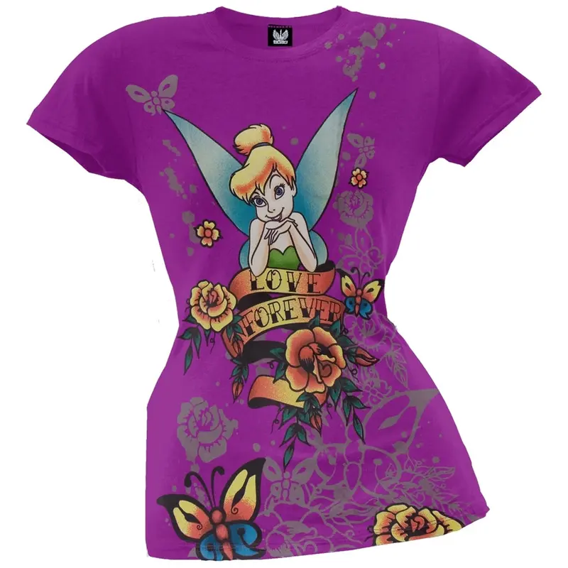 Tinkerbell - Love Forever Purple Juniors T-Shirt