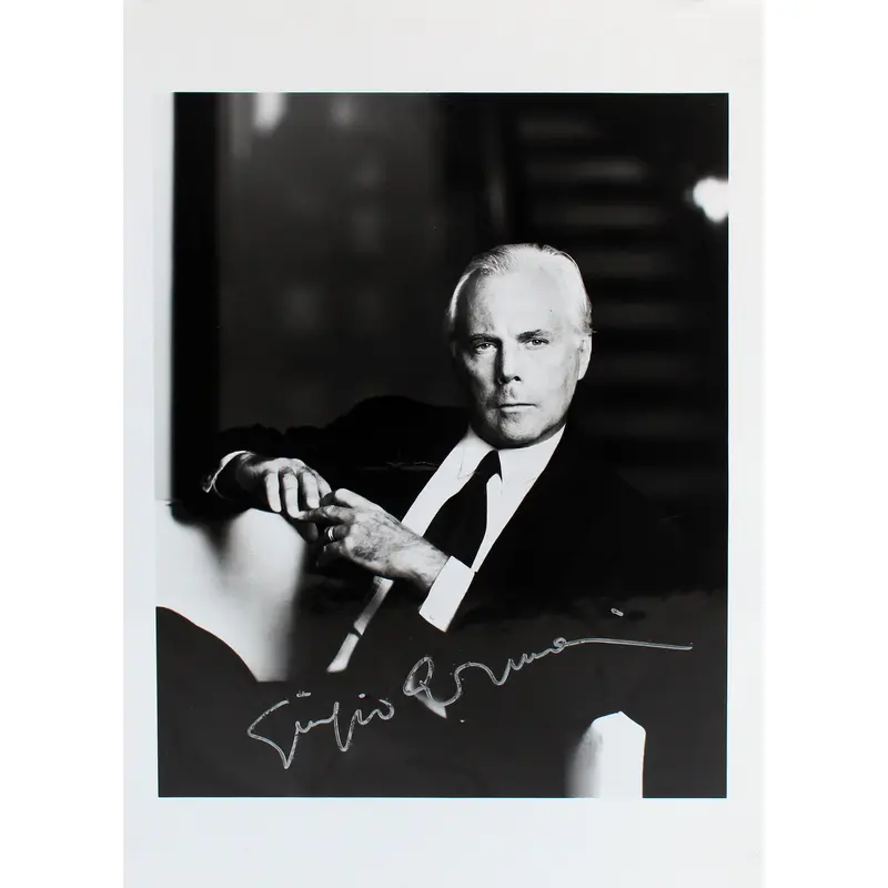 Giorgio Armani Authentic Signed B&W 12x16 Photo Autographed BAS #AB14608