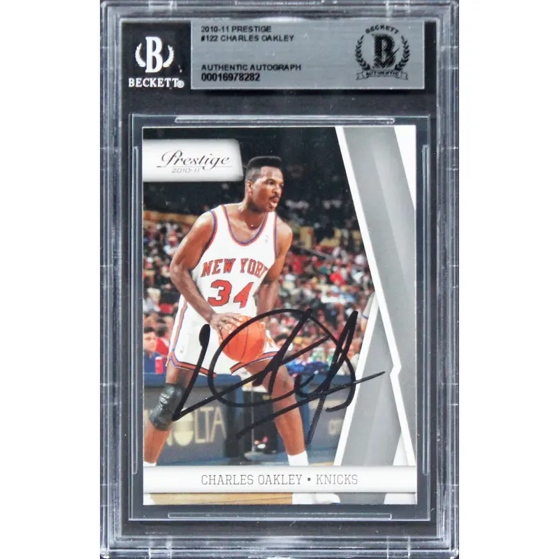 Knicks Charles Oakley Authentic Signed 2010 Prestige #122 Card BAS Slabbed