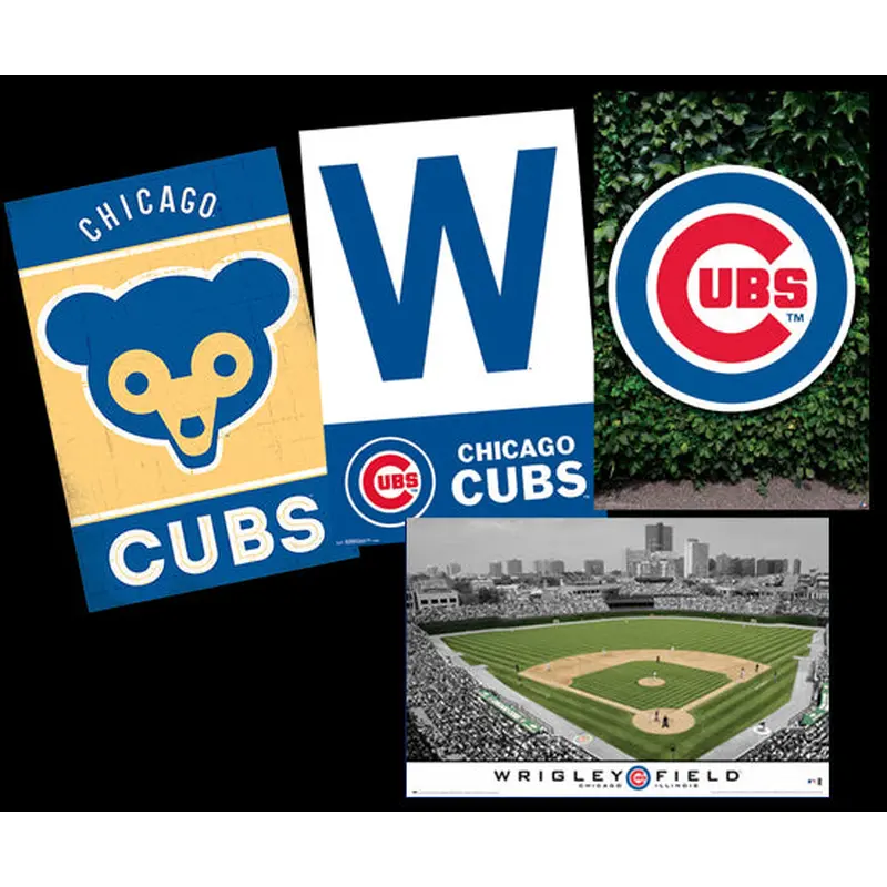 COMBO: Chicago Cubs Baseball "Wrigley-Style" 4-Poster Combo Set