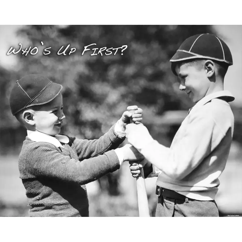 Kids Baseball "Who's Up First?" Classic Black-and-White 16x20 Poster - Image Source