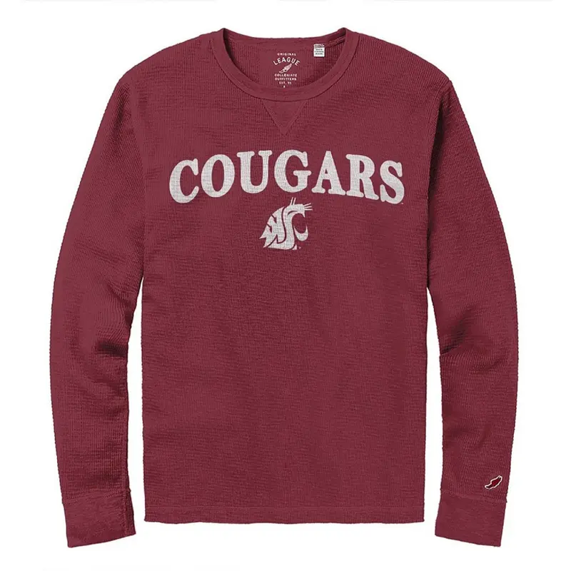 Men's Crimson WSU Cougar's Slub Thermal Long Sleeve