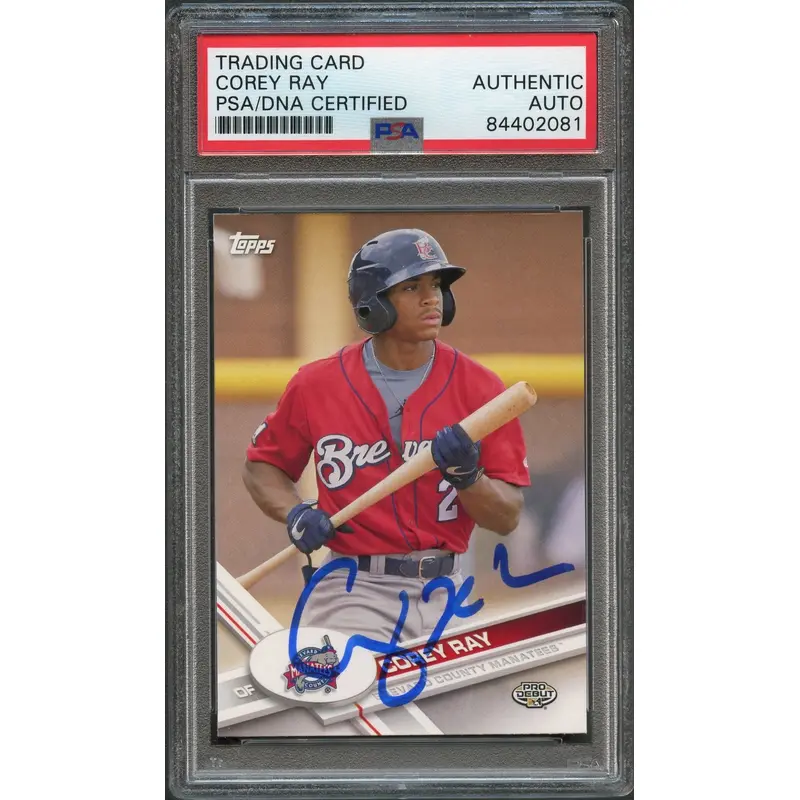 2017 TOPPS PRO DEBUT #187 COREY RAY Signed Card PSA Slabbed Auto Brewers