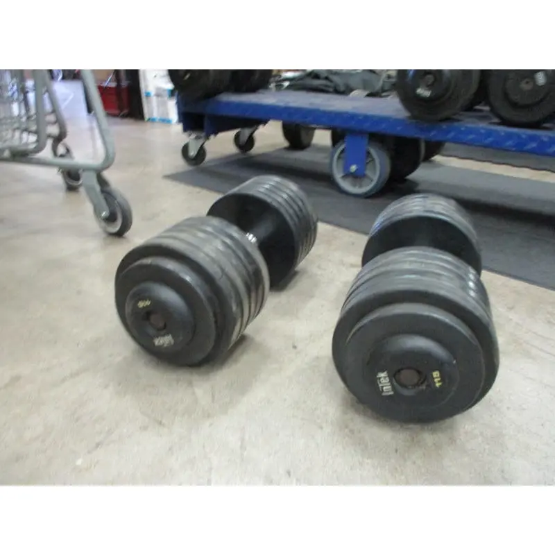 Used Intek 115 LB Rubber Dumbbell - PAIR