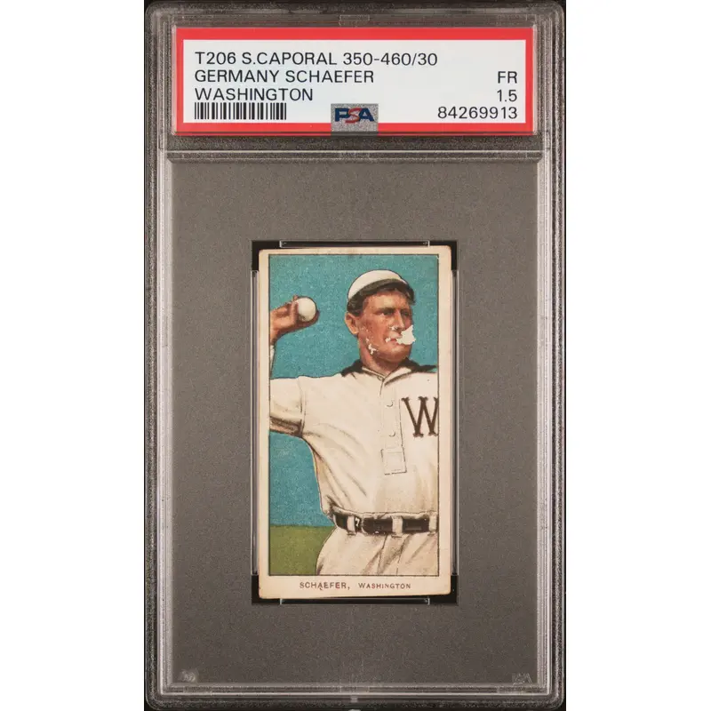 Germany Schaefer 1909-11 T206 Sweet Caporal 350-460/30 Washington PSA 1.5 Fair