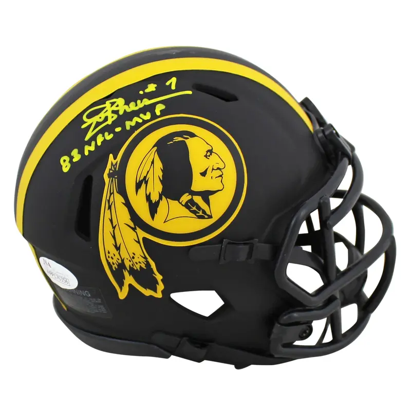Redskins Joe Theismann "83 NFL MVP" Signed Eclipse Speed Mini Helmet JSA Witness