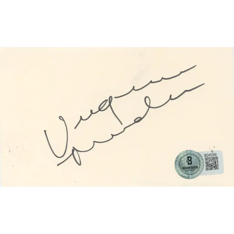Virginia Madsen Dune Authentic Signed 3x5 Index Card Autographed BAS #BQ45356