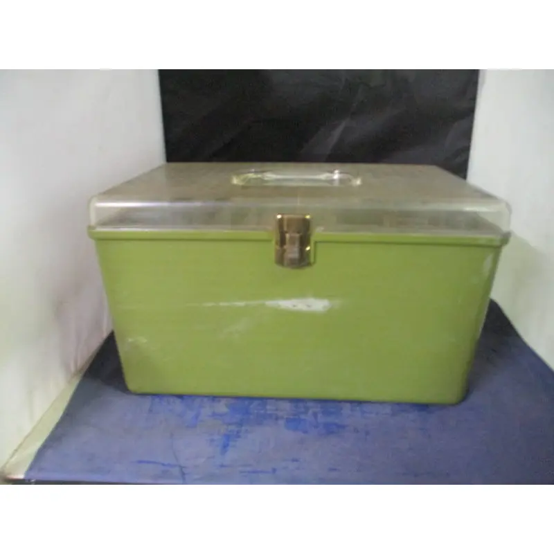 Used Green Tackle Box - cracks on back