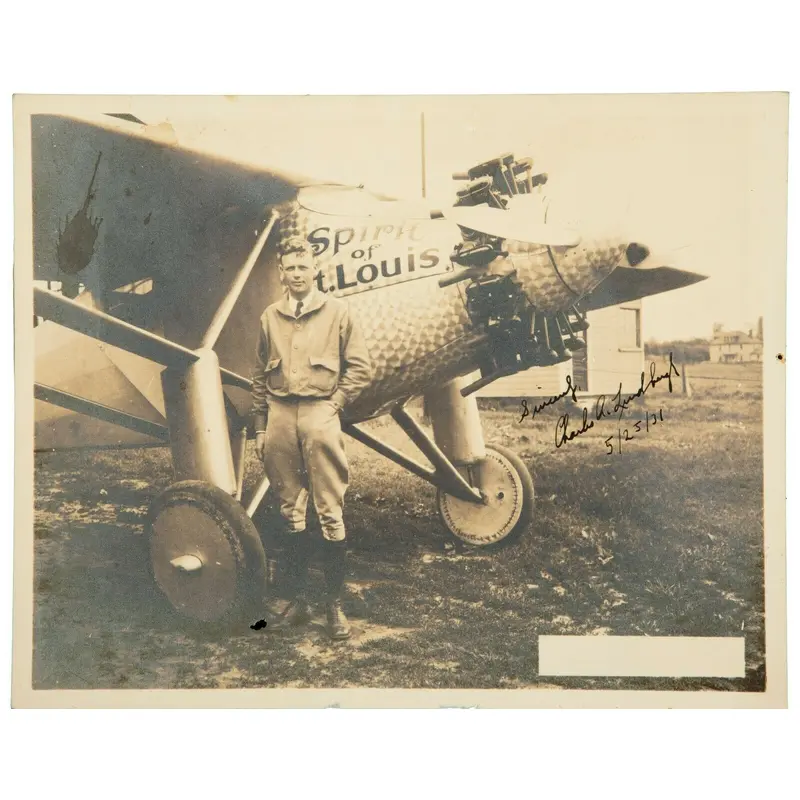 Charles Lindbergh Signed Spirit Of St. Louis Photo PSA DNA Graded MINT 9