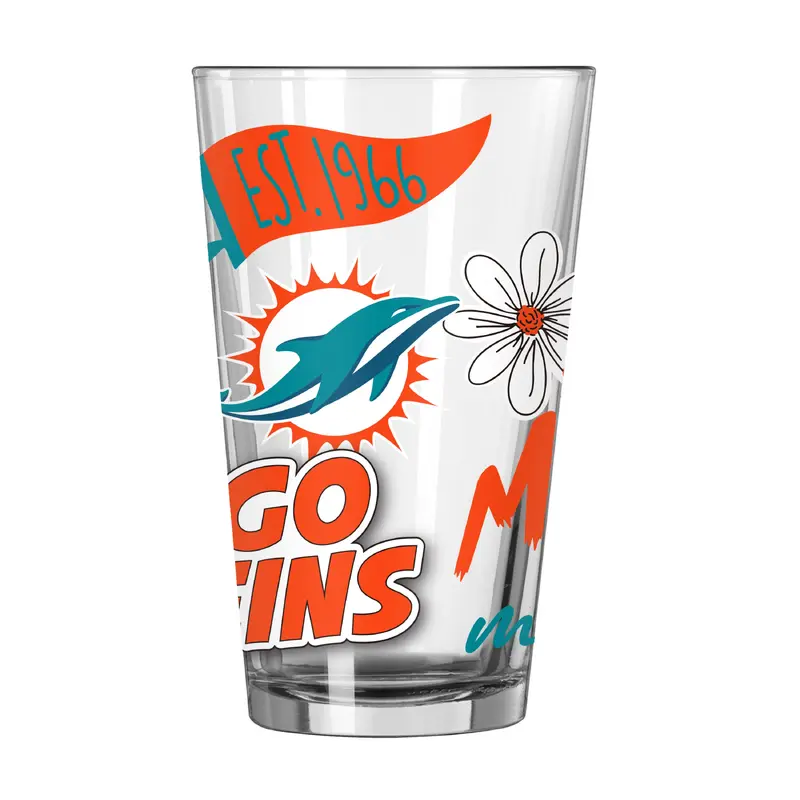 Miami Dolphins 16oz Native Pint Glass