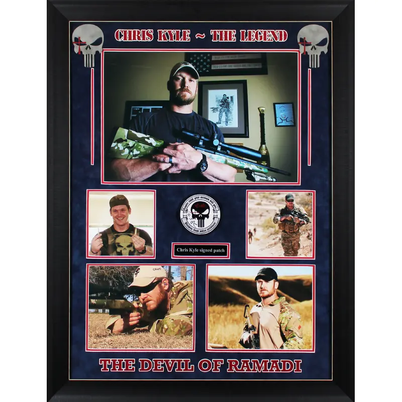Chris Kyle Signed Framed 4" Navy Seal American Sniper "Punisher" Patch JSA