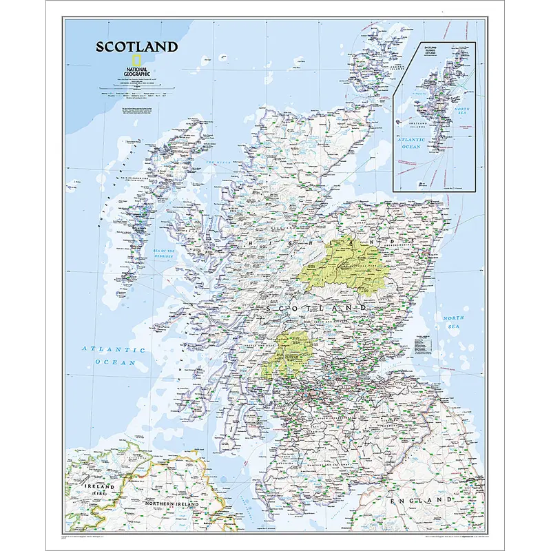 Map of SCOTLAND National Geographic Classic Edition 30x36 Wall Map Poster - NG Maps
