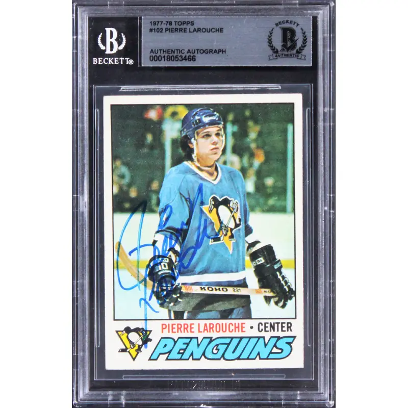 Penguins Pierre LaRouche Authentic Signed 1977 Topps #102 Card BAS Slabbed 2