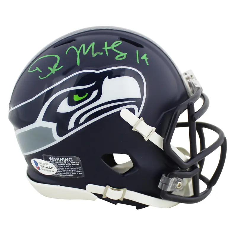 Seahawks DK Metcalf Authentic Signed Speed Mini Helmet BAS Witnessed