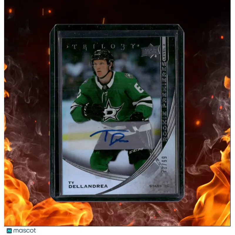 2020-21 Upper Deck Trilogy Ty Dellandrea Premieres Level 2 Rookie Auto 71/99