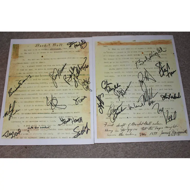 Original Rules of Basketball Signed by 23 Indiana University Basketball Greats
