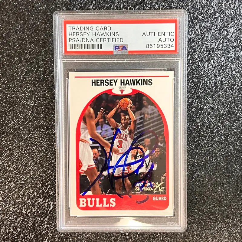2000 Fleer Skybox #38 Hersey Hawkins Signed Card PSA Slabbed Bulls