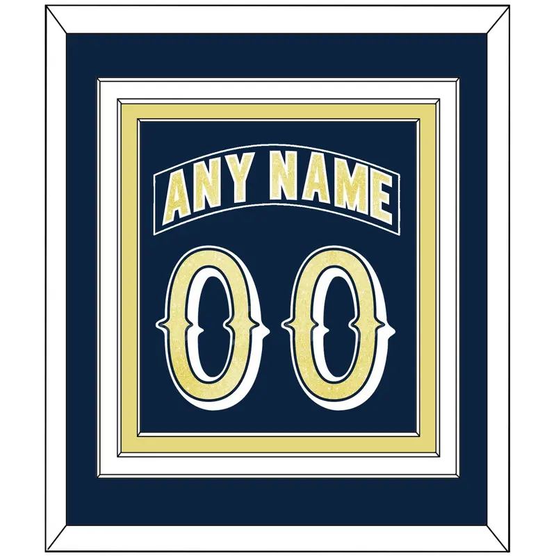 Notre Dame Hockey Nameplate & Number (Back) Combined - Road Blue - Triple Mat 2