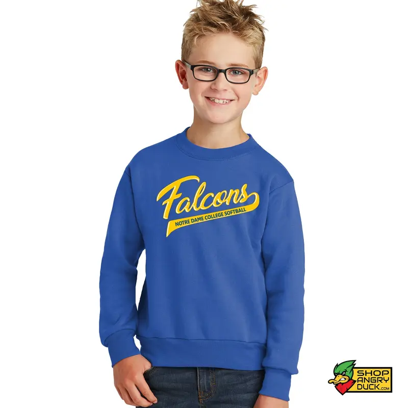 Notre Dame College Falcons Softball Youth Crewneck Sweatshirt 003