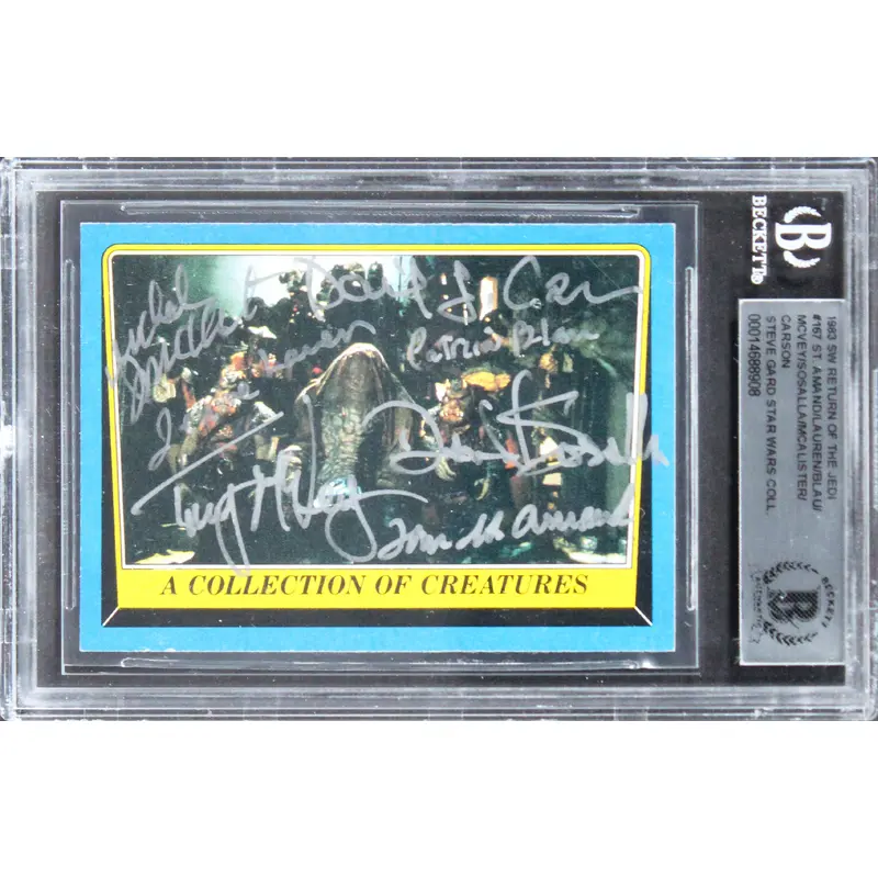 (7) St. Amand, Lauren, McVey +4 Signed 1983 Star Wars ROTJ #167 Card BAS Slabbed