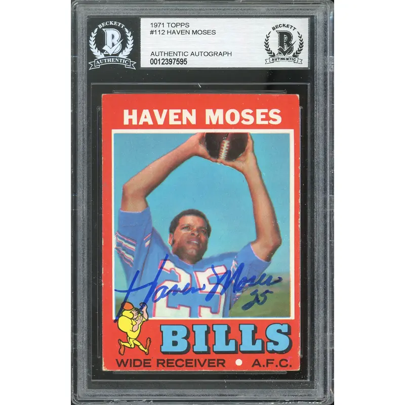 Bills Haven Moses Authentic Signed 1971 Topps #112 Card BAS Slabbed