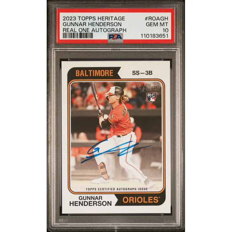 Gunnar Henderson 2023 Topps Heritage Real One Auto PSA 10 Gem Mint
