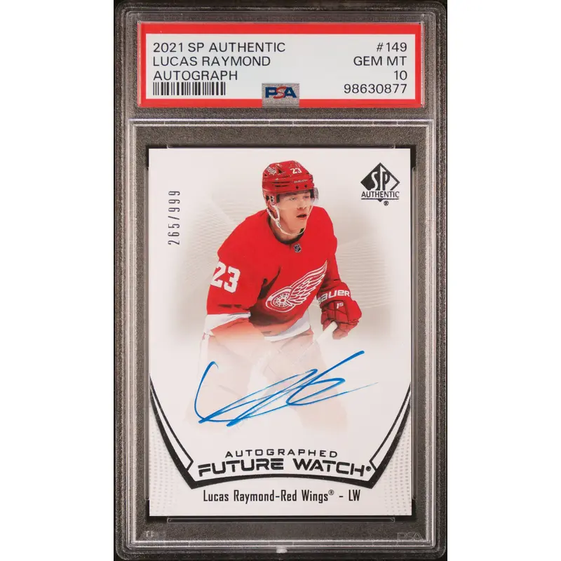 Lucas Raymond 2021 Upper Deck SP Authentic Auto #265/999 PSA 10 Gem Mint