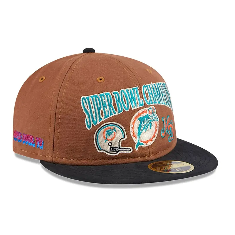 Miami Dolphins NFL Champions Dark Beige Retro Crown 59FIFTY Fitted Cap