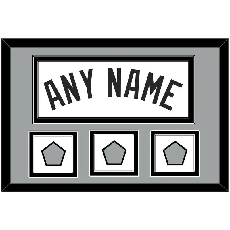 San Antonio Name With 3 Finals Patches - Home White (1989-2002) - Double Mat 3
